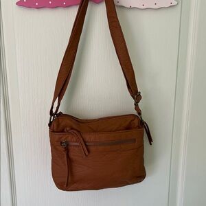 Classic soft Crossbody Bag in Brown Elephant wash.